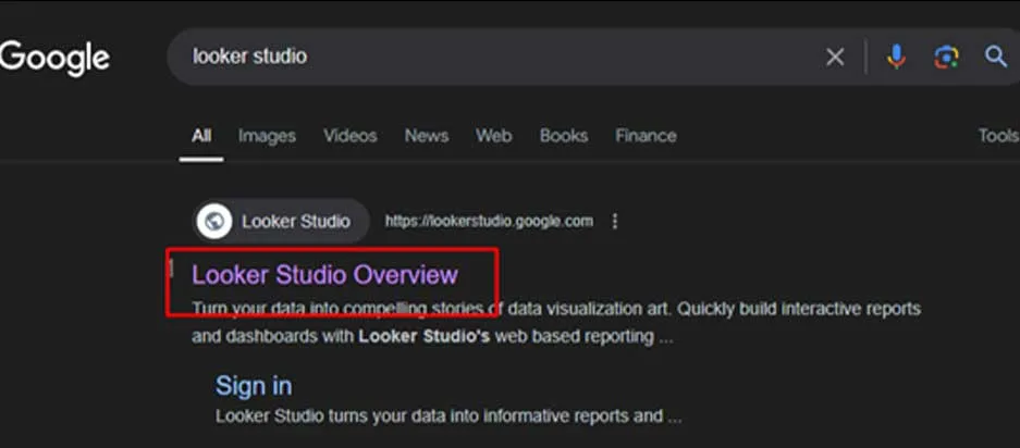 First step: Open Looker Studio